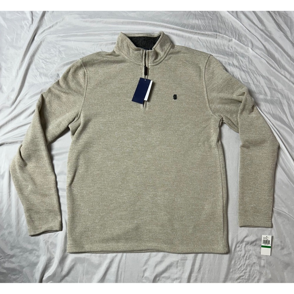 IZOD Thermasoft Tech Mens 1/4 Zip Sweater Rock Heather Tan Big & Tall LT NWT